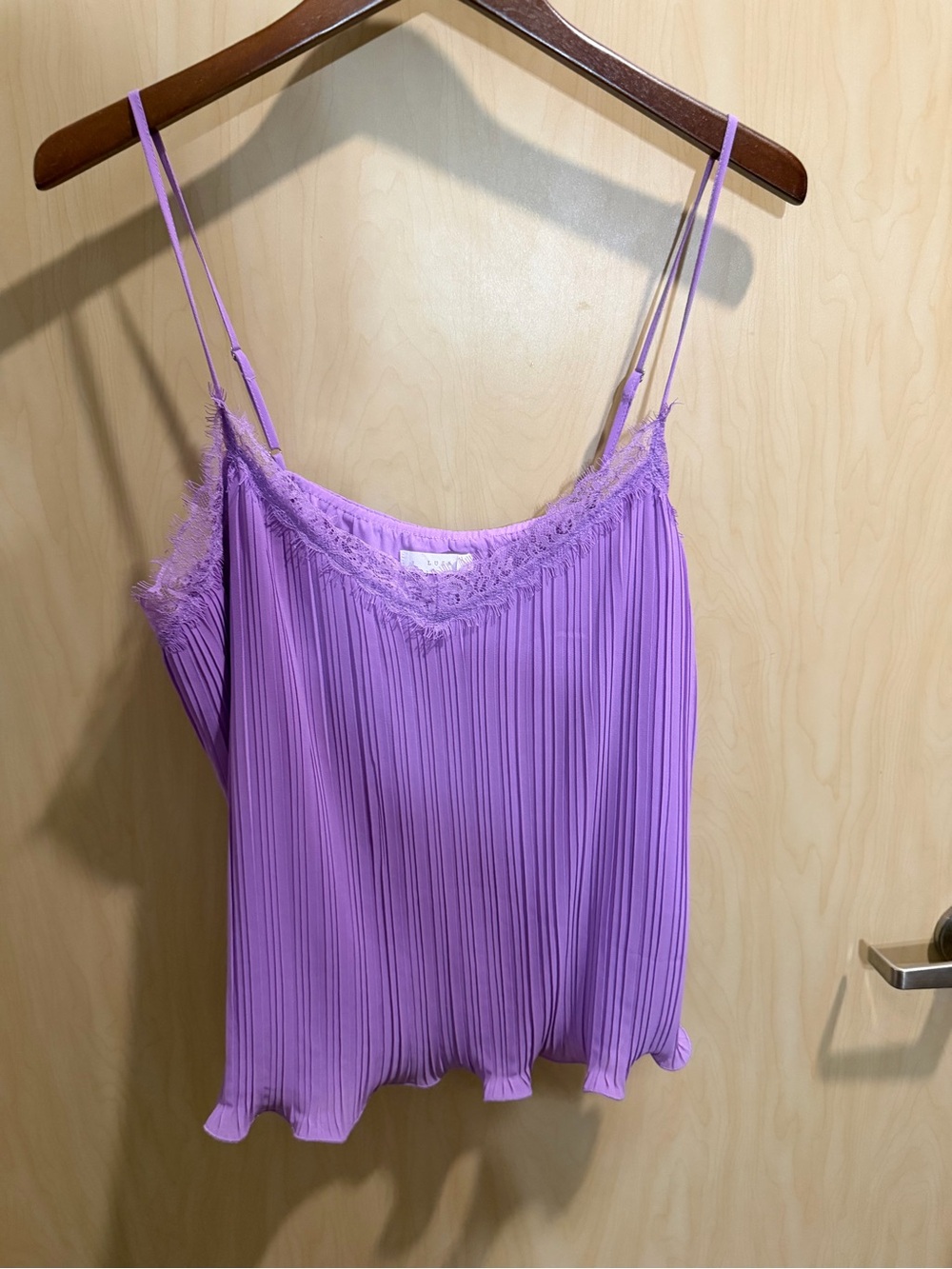 Lush Lavender Pleated Lace-Trim Camisole